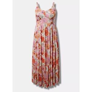 Torrid Women's Plus Size Pink & Orange Floral Maxi Dress Size 4 4X Flowers